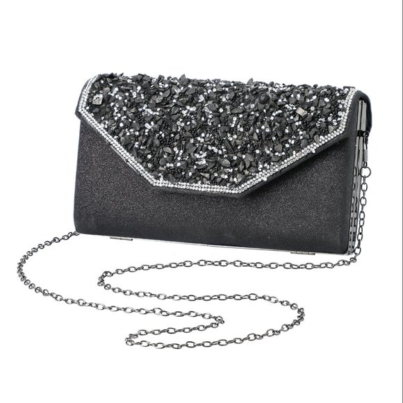 Shungite, Black Gilded Fabric Clutch Bag - Picture 1 of 4